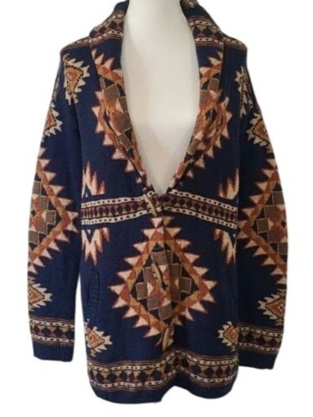Faherty Women's Lodge Cardigan Women's S Aztec Southwestern Geometric Sweater - Picture 2 of 15